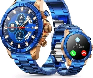 OHUGNA Men's Smart Watch Round HD 1.53" Gold Blue Smart Watches for Men, Mult... - Photo 1 sur 7