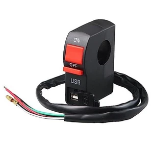 7/8′′ Motorrad Lenker Ein Aus Druckschalter mit 12V5A USB Ladegerät  - Bild 1 von 6