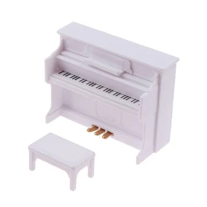 1:12 Dollhouse Miniature White Piano with Music Stool Dolls House Accessorie-zd - Picture 1 of 12