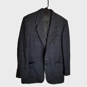 Hart Schaffner & Marx Sport Coat Men's 42L Blue Black Houndstooth Virgin Wool - Picture 1 of 7