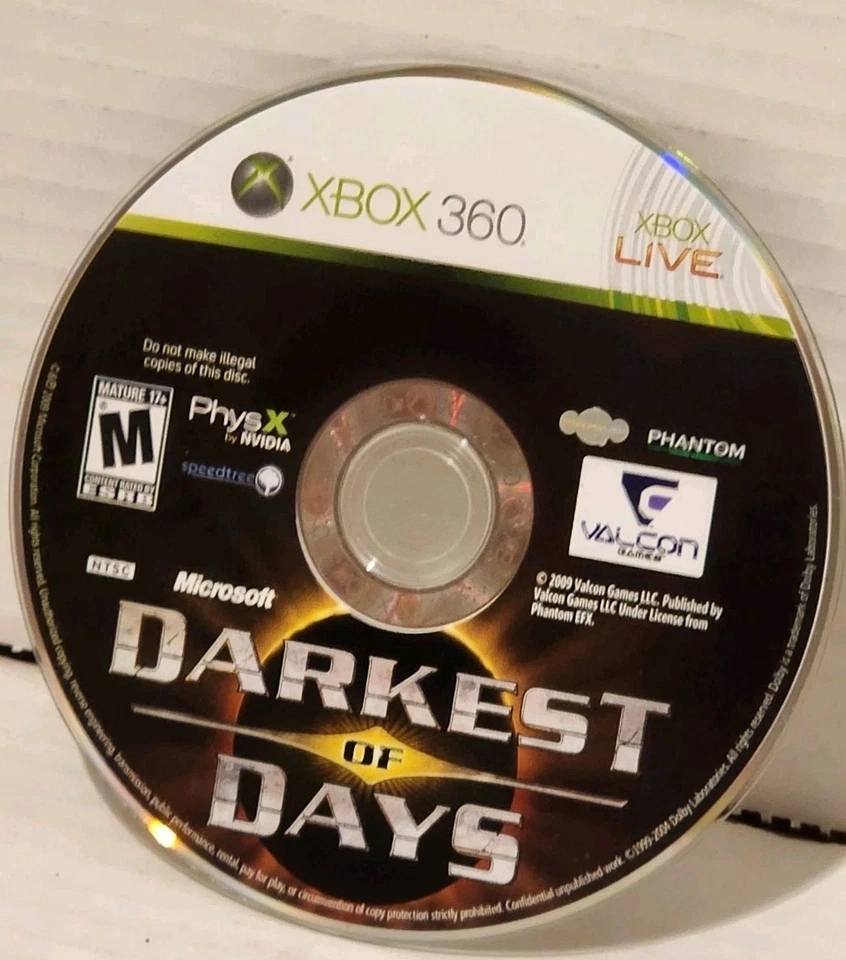 Darkest of Days (Microsoft Xbox 360, 2009) - Disc Only- Tested and Working - Image 1 of 1