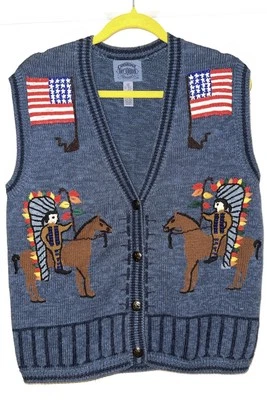 Cambridge Dry Goods Women's Cardigan Sweater Vintage Native American Beaded Vest - Image 1 of 3