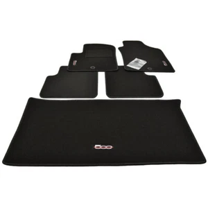 Velours Fußmatten + Kofferraum Set für Fiat 500 + 500 Cabrio ab Bj.2007 -2013 sw - Bild 1 von 7