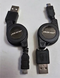 Retractable USB Micro-B Charging / Data Transfer Cables (Pair) - New - Picture 1 of 1