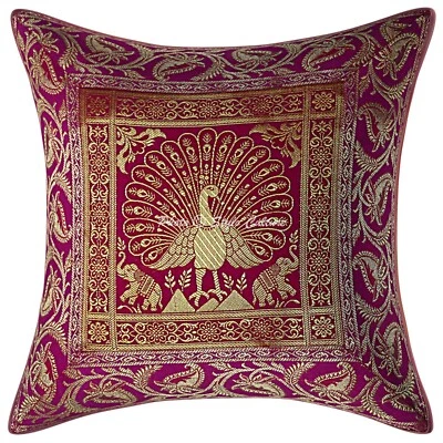 Almofada de chão arte decoração brocado jacquard pavão hippie cigano travesseiro meditação - Imagem 1 de 4