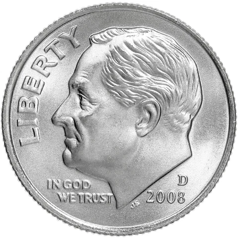 2008 D Roosevelt Dime Satin Finish Cover