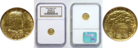 1922 Grant $1 Gold Commemorative NGC MS-64 Cover