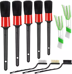 10Pcs Auto Car Detailing Brush Set Car Interior Cleaning Kit 5 Boar Hair Brushe - Picture 1 of 8