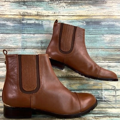 C Wonder Chelsea 靴子短靴女式 7.5M 码棕色皮革一脚蹬踝女士 — 第 1/4 张图片