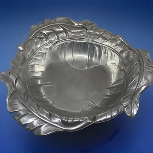 ARTHUR COURT 1999 Palm Leaf Aluminum Large Serving Bowl 12.75 x 4.5" - Picture 1 of 13