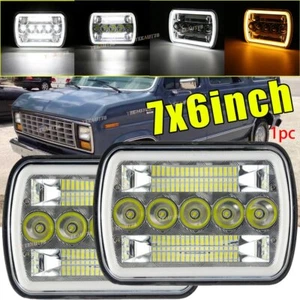 Pair 5x7 7x6 LED Headlight Hi/Lo Amber DRL for Ford E-150 E-250 E-350 Econoline - Picture 1 of 12