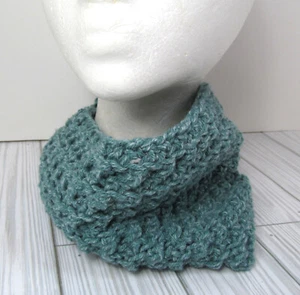 Halswärmer Schal warm Handarbeit meliert grün Garn Herren Damen Uni Winterkleidung J - Bild 1 von 6