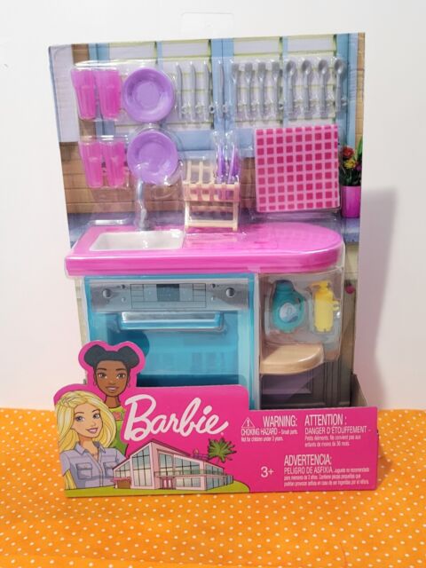 Jogo de cozinha conjunto móveis para barbie casa boneca verde