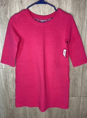 Old Navy Girls Ribbed Pink 3/4 Sleeve Cotton Blend Dress Size Large 10-12 NWT - Image 1 of 4