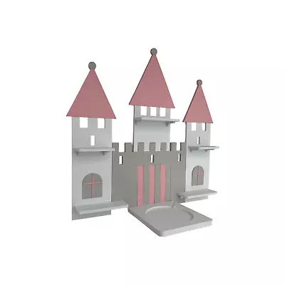 Schloss Hellgrau/Rosa als Tonieregal Toniebox Tonie Kinderregal Wandregal Zimmer - Bild 1 von 4