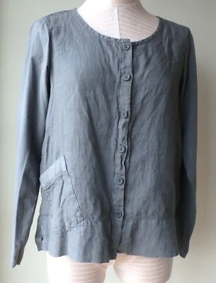 Cárdigan de lino FLAX Designs P XS NUEVO SIN ETIQUETAS Urban Cardi GRIS Foto 1 de 4