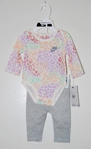 NWT Nike Infant Girls Multicolor Leopard LS Shirt & Legging 2pc Set sz 3M - Picture 1 of 16