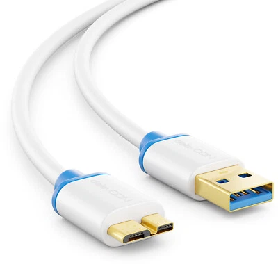 0,5m micro USB Kabel USB3.0 Datenkabel USB A-Stecker zu Micro B-Stecker Weiß - Bild 1 von 4