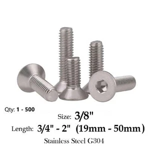 3/8" UNC Countersunk Socket Bolt s Screw s BSW Imperial Stainless Steel A2 G304 - Picture 1 of 6