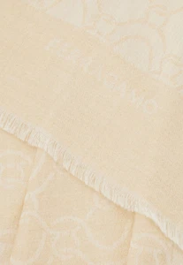 Salvatore Ferragamo Wool-Blend Logo Jacquard Shawl Wrap BEIGE W GOLD - Picture 1 of 5