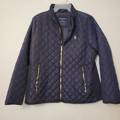 U.S Polo Assn.  Jacket Women's Navy Quilted Jacket with Gold Accents Size XXL - Image 1 of 4
