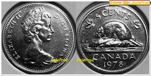 CANADA 1978 CANADIAN BEAVER NICKEL QUEEN ELIZABETH II RARE 5 CENT COIN - Bild 1 von 2