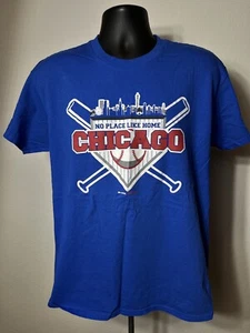 Chicago Baseball T Shirt Blue NO Place Like Home Adult Large Gildan Cotton - Picture 1 of 8