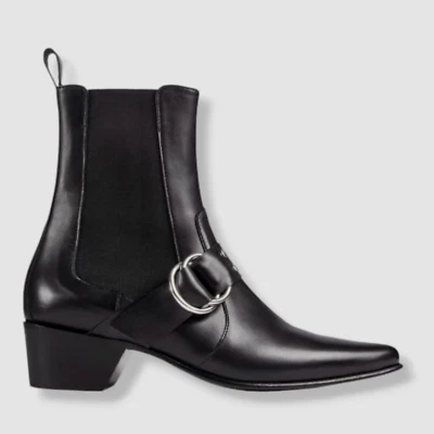 $895 Pierre Hardy Para Mujer Negro Roxy Cuero Hebilla Chelsea Bota Zapatos Talla 37.5 Foto 1 de 4
