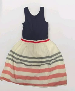 Gap Kids Girls XL 12-13 Red White Blue Striped Linen Lined Tank Dress Patriotic - Picture 1 of 6