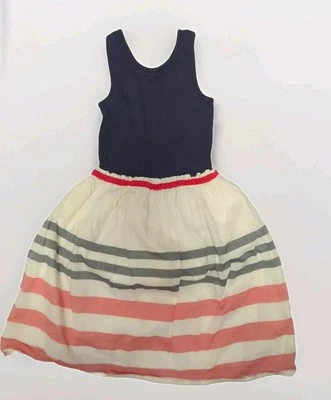 Vestido sin mangas Gap Kids Niñas XL 12-13 rojo blanco azul a rayas forrado de lino patriótico Foto 1 de 4