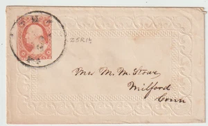 US 11a 3c Washington on Small Embossed Ladies Cover From Turt Pa. Position 25R12 - Picture 1 of 2