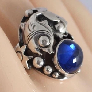 Anillo Niels Erik Plata 925 Zafiro Sintético Nórdico De Colección Talla 6 (Estados Unidos) Casi Como Nuevo - Imagen 1 de 13