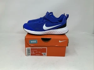 Size 11c - Nike Revolution 5 PSV Wide Pacer Blue/White Black - Picture 1 of 7