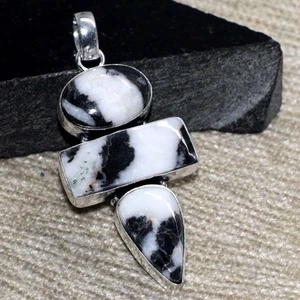 925 Silver Plated Long White Buffalo Turquoise Pendant Gemstone 2.4" GW - Picture 1 of 3