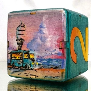 Seaside Swirls - Twilight Sweet Escape - Backgammon Doubling Cube 36mm - Picture 1 of 12