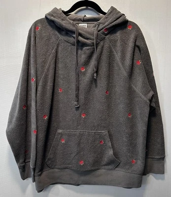 ROSA Victoria’s Secret Gris Polar Sudadera con Capucha Bordada Rosas Talla L Foto 1 de 4