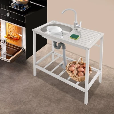 Fregadero de lavandería utilitario cocina acero inoxidable cuenco individual fregadero estación de lavado Foto 1 de 4