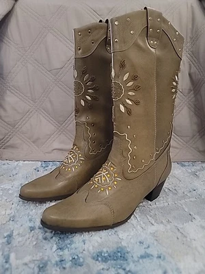 Botas de Vaquero Para Mujer Talla 7.5 Naughty Monkey Yee Haw Adornadas Tostadas-Nuevas En Caja Foto 1 de 4