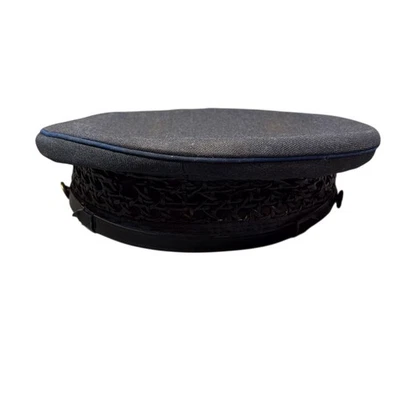 Vintage Holland Hat Cap Woven Leather Braided Police Miltary Navy - Image 1 of 4