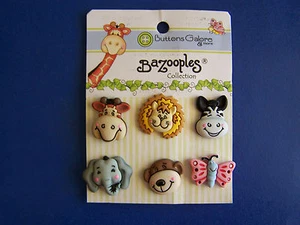 Bazooples Novelty Buttons 6 pc Select Type - Picture 1 of 9