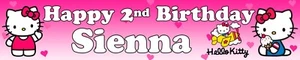 2 Personalised Kitty Birthday Banner - Picture 1 of 1