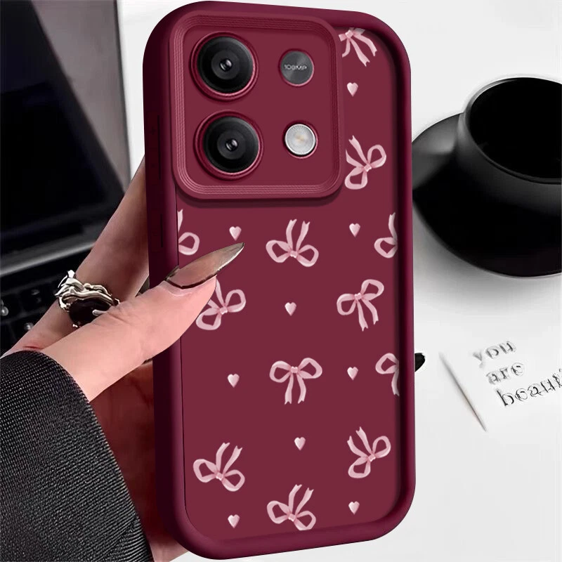 Bow Tie For Xiaomi 14T Poco X6 Redmi Note 14 13 12 ProShockproof Silicone Case - Image 1 of 4