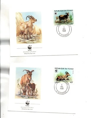 Chad  WWF FDC set of 4 covers Sc#574 to 577 Sheep - Image 1 of 2