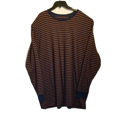 Camiseta Para Hombre 4XLT Fundición Rayas LS Camisa Azul Marino con Rayas Naranja Nueva Grande y Alta  Foto 1 de 3