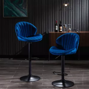 Set of 2 Swivel Bar Stools Counter Height Adjustable Kitchen Dining Chairs - Picture 1 of 15