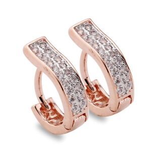 925 Silver Crystal Cubic Zirconia Ear Huggie Hoop Stud Wedding Earring Jewelry
