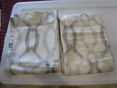 2 West Elm Ikat Links silk Curtains drapes panels 96 platinum gray grey New - Image 1 of 2