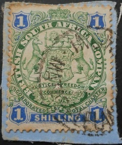 Rhodesia 1896 One Shilling with INGWANIA Date omitted (SC) postmark - Picture 1 of 1