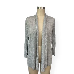 Cárdigan Suéter Mujer Eileen Fisher Gris Medio Ligero Frente Abierto Plisado - Imagen 1 de 10