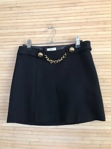 Milly Minis sz 14 Childrens Gold chain Black Girls side Zipper Mini Skirt - Picture 1 of 4